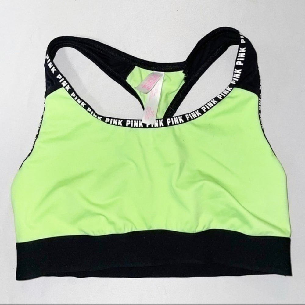 Pink Victoria’s Secret Racerback Lime Green Sports Bra